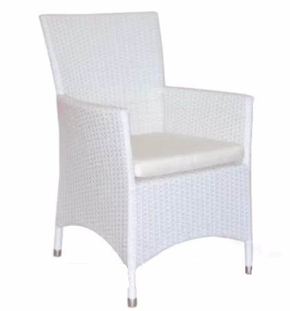 Poltrona da esterno Valeria PREDA in rattan e metallo per giardino, disponibile in beige, grigio o bianco, L: 62 cm, P: 59 cm, H: 62 cm