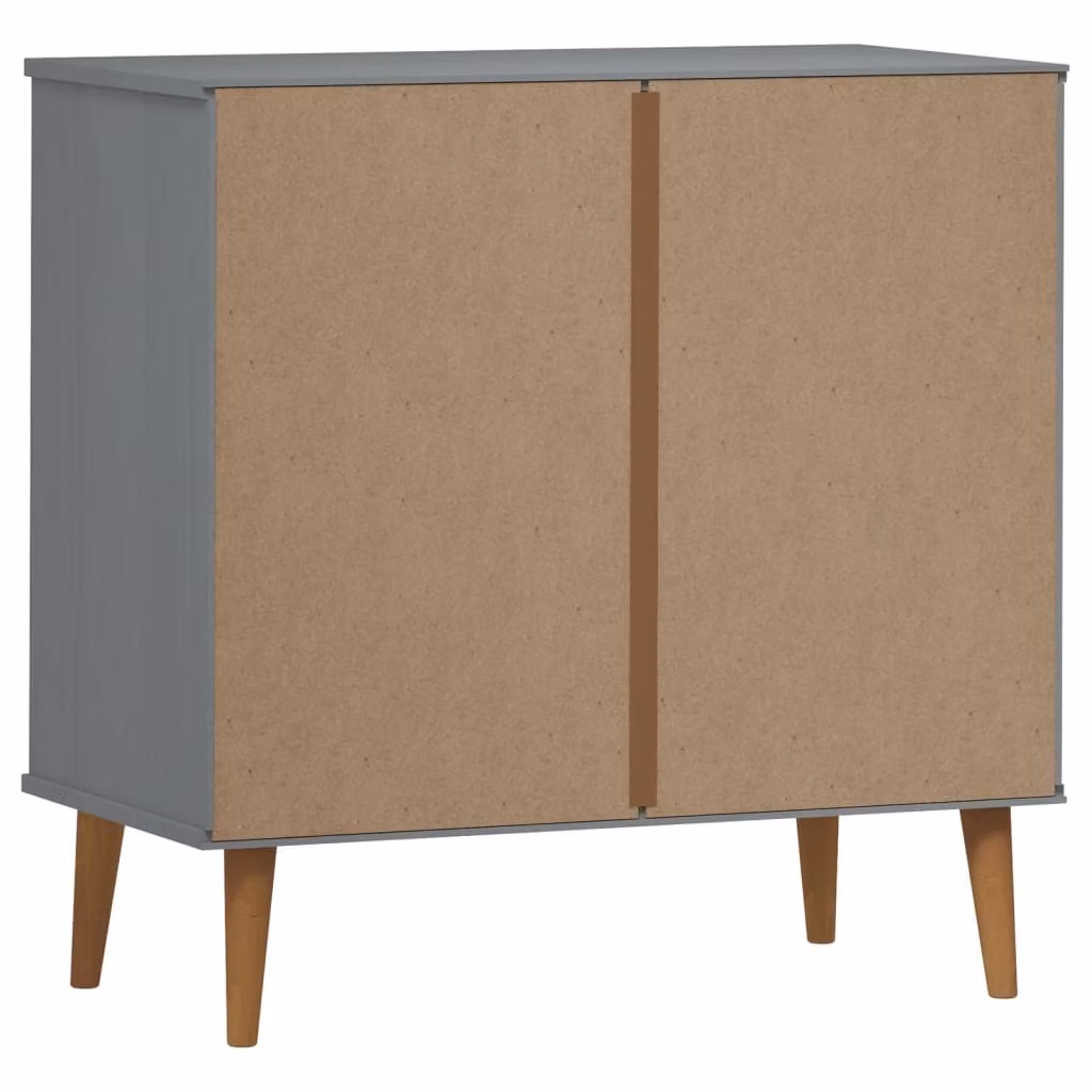 Cassettiera MOLDE Grigia 80x40x80 cm in Legno Massello di Pino