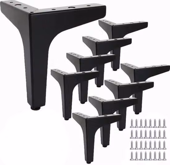 Gambe da tavolo in metallo nero - Set da 8 - 15 cm