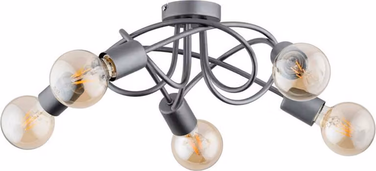 Lampada da soffitto BOSTON argento 5xE27x15W in metallo, dimensioni: 17,5x52x52 cm, IP20, Alfa
