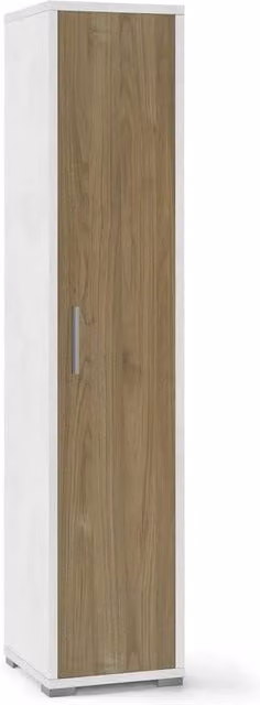 Armadio colonna SARMOG con 1 anta, colore Ossido bianco e Noce Stelvio, L: 39 cm, P: 41 cm, H: 182 cm