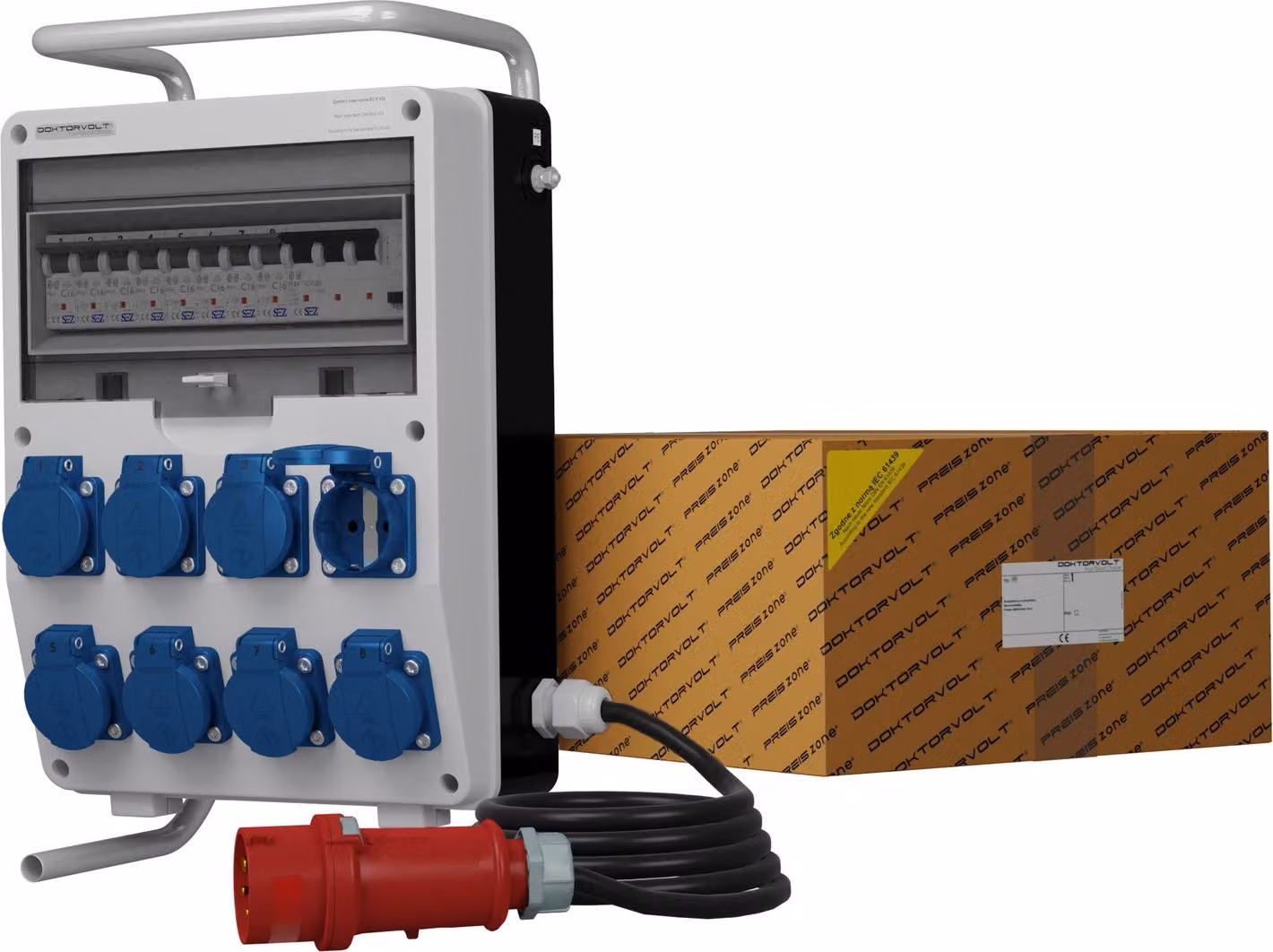 Distributore di potenza TD-S/FI 8x230V cavo 5x4mm2 SKHU rack Doktorvolt® 0342