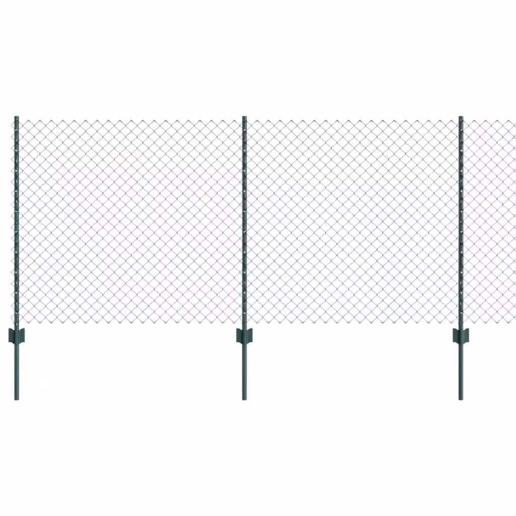 Recinzione a maglie con palo vidaXL in acciaio rivestito in PVC verde, da installare nel terreno, L: 25 m, H: 1 m – 2