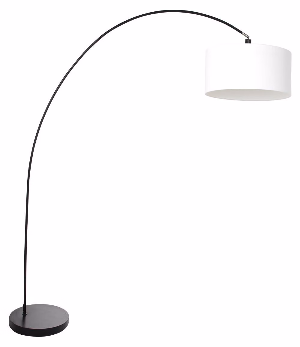 Lampada da terra - nero - Solva - metallo tessile - lampada ad arco - E27 - 3897ZW - Mexlite
