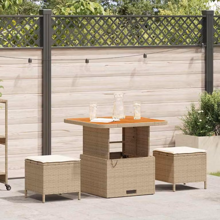 Maison Exclusive - Set da giardino per esterni, composto da 3 pezzi, in rattan sintetico beige