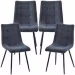 Sedie da pranzo moderne con rivestimento in tessuto - comode sedie da tavolo da pranzo, sedie da cucina imbottite con parte anteriore trapuntata - sedie da sala da pranzo robuste con struttura in metallo, colore: grigio scuro; quantità: 4 pezzi