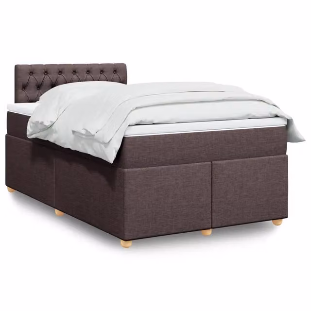 Letto Ibrido Moderno vidaXL con Materasso a Molle e Struttura Imbottita in Tessuto, Marrone e Bianco, L/P/H: 120 x 200 x 100,5 cm