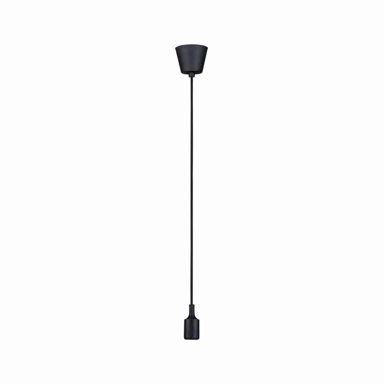 Ciondolo E27 2m cavo in tessuto max 1x20W silicone nero
