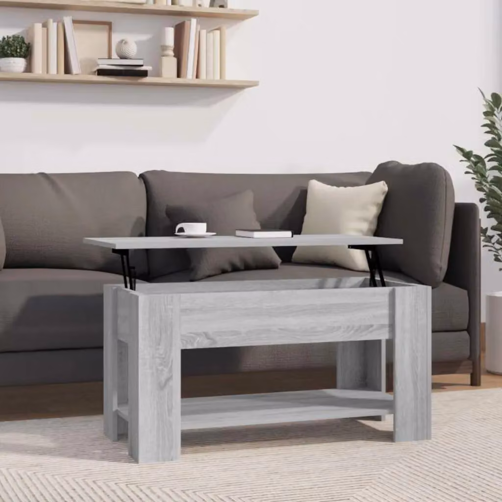 vidaXL Tavolino da Salotto Moderno in Legno Multistrato Grigio L: 101 cm, P: 49 cm, H: 52 cm
