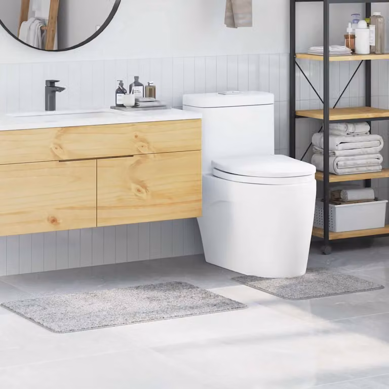 Set di 2 tappetini antiscivolo per il bagno vidaXL, Grigio, Lavabili in lavatrice