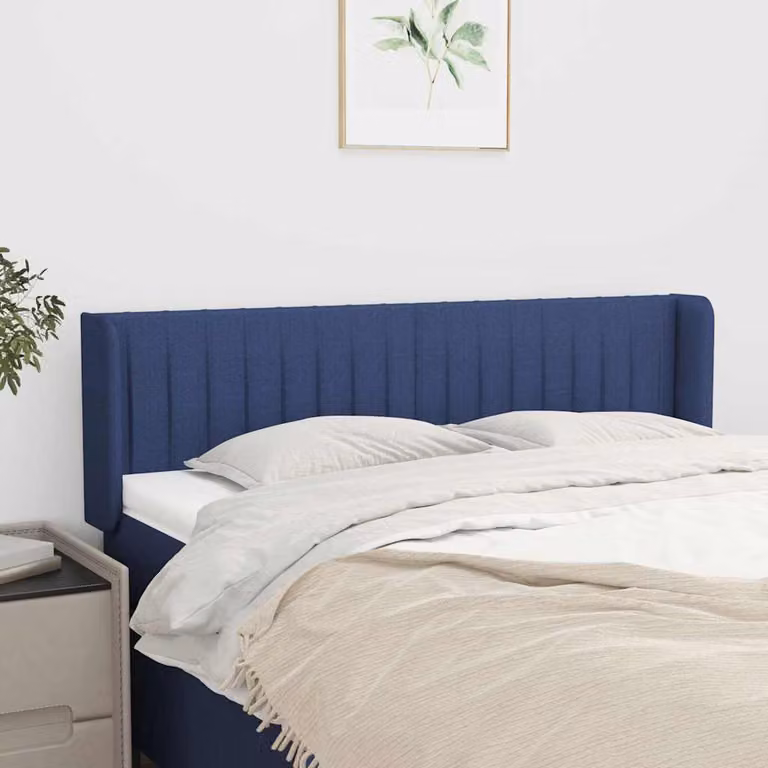 Testiera ad orecchio vidaXL in tessuto blu con struttura in legno L: 147 cm, P: 16 cm, H: 78-88 cm