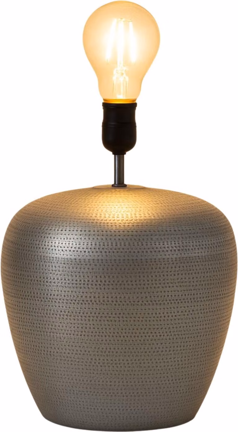 Lampada da tavolo vintage Marrakesh XXL da comodino alta 39 cm | lampada da tavolo decorativa boho in soggiorno, camera da letto e camera dei bambini | lampada da tavolo Camden argento in metallo attacco lampada E27