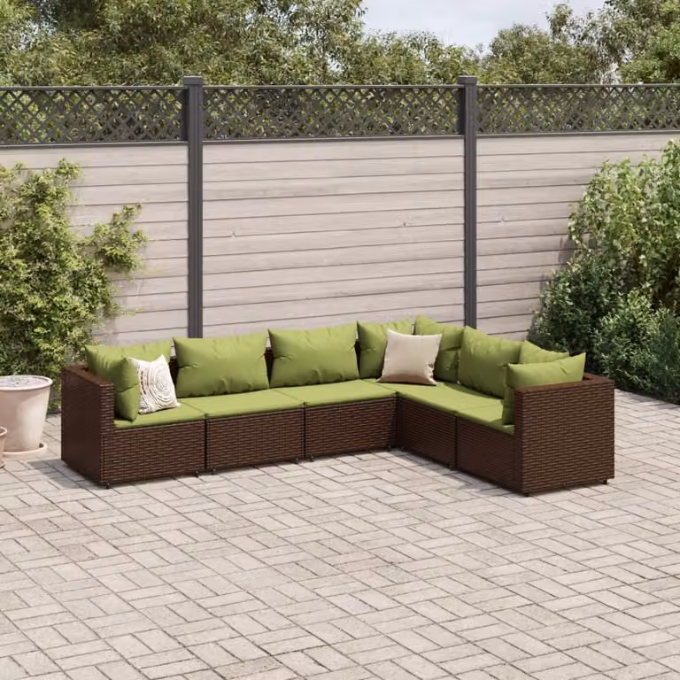 Maison Exclusive - Set da giardino 6 pezzi con cuscini Marrone Poly Rattan