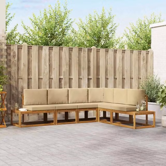 6 pz Set di divani da esterno Naturale e Beige 3366961