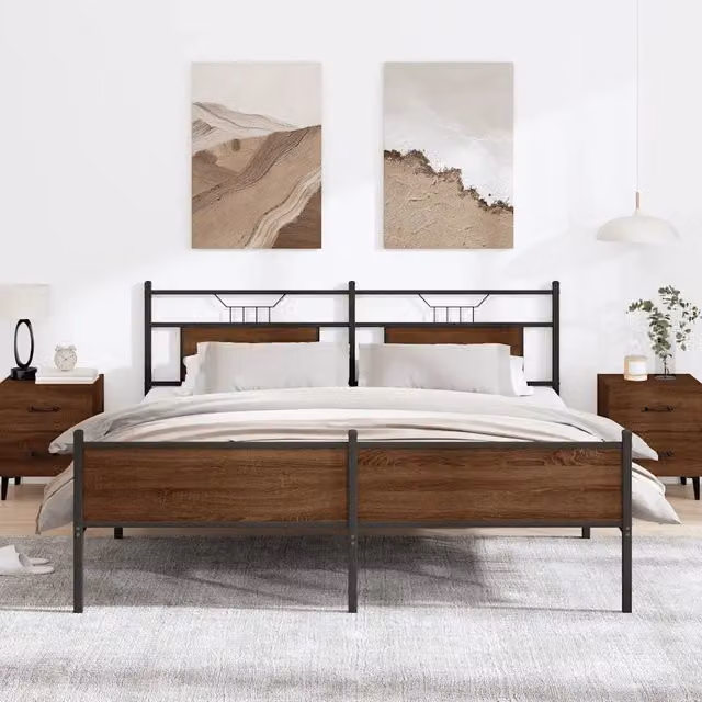 Giroletto senza Materasso in Metallo-Struttura Letto Rovere Marrone 160x200 cm 857037