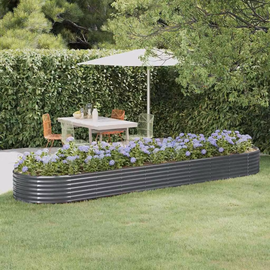 Letto da giardino rialzato vidaXL in acciaio zincato antracite L: 396 cm, P: 100 cm, H: 36 cm