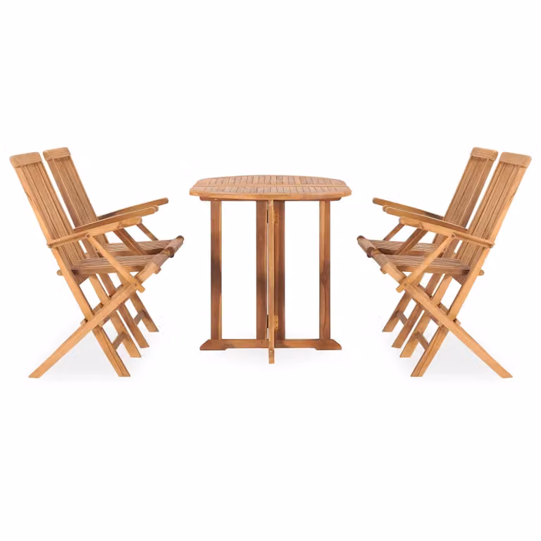 vidaXL set da pranzo da giardino 5 pezzi pieghevole in legno massiccio teak