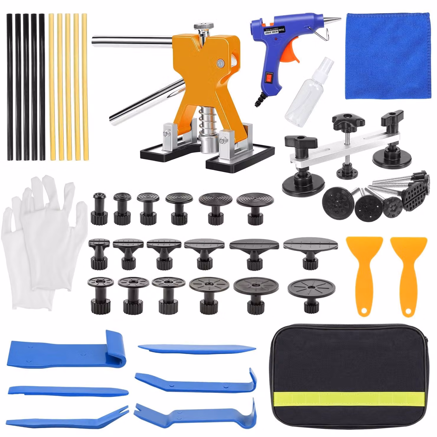 Kit per la riparazione di ammaccature su auto, set di 54 pezzi di utensili per la riparazione di ammaccature sulla carrozzeria, piccole ammaccature e graffi