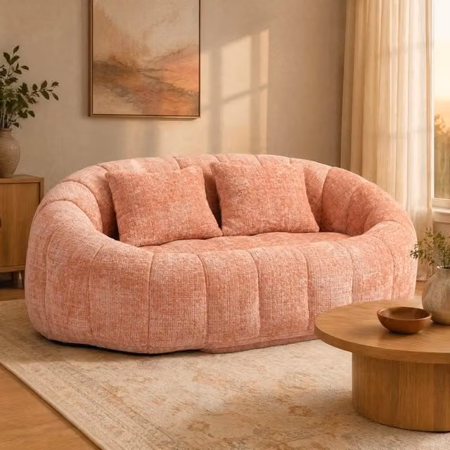 Divano a 2 posti MIVRAY moderno in tessuto rosa con imbottitura in schiuma per soggiorno o camera da letto L: 150 cm, P: 76 cm, H: 63 cm