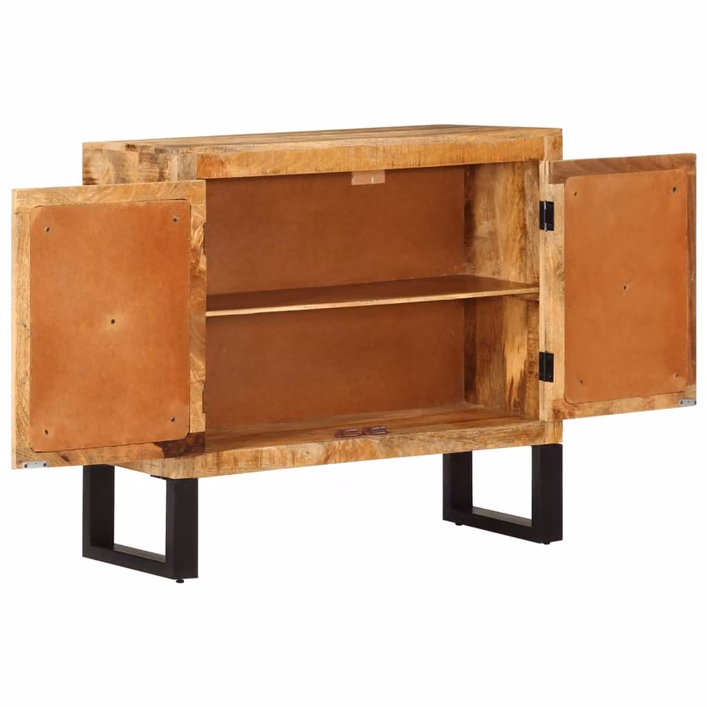 vidaXL Credenza 80x30x71 cm in legno massiccio di mango grezzo e metallo