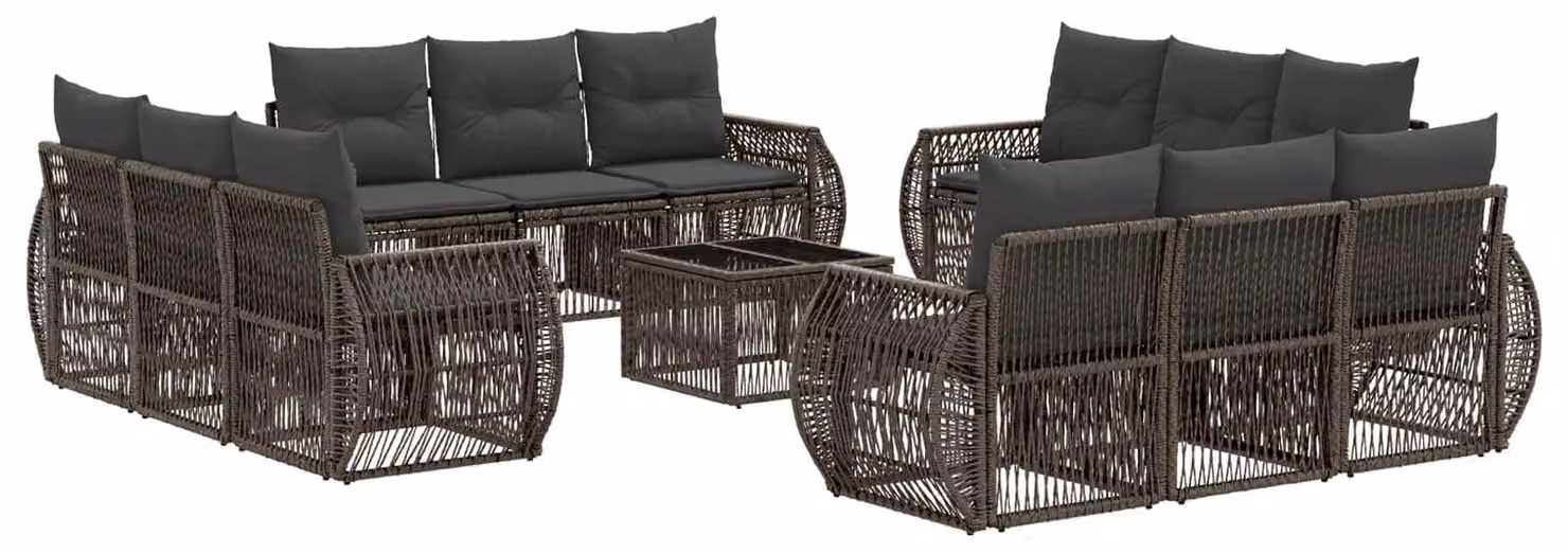 Set Divano da Giardino 13 pcs Grigio e Grigio Scuro polyrattan
