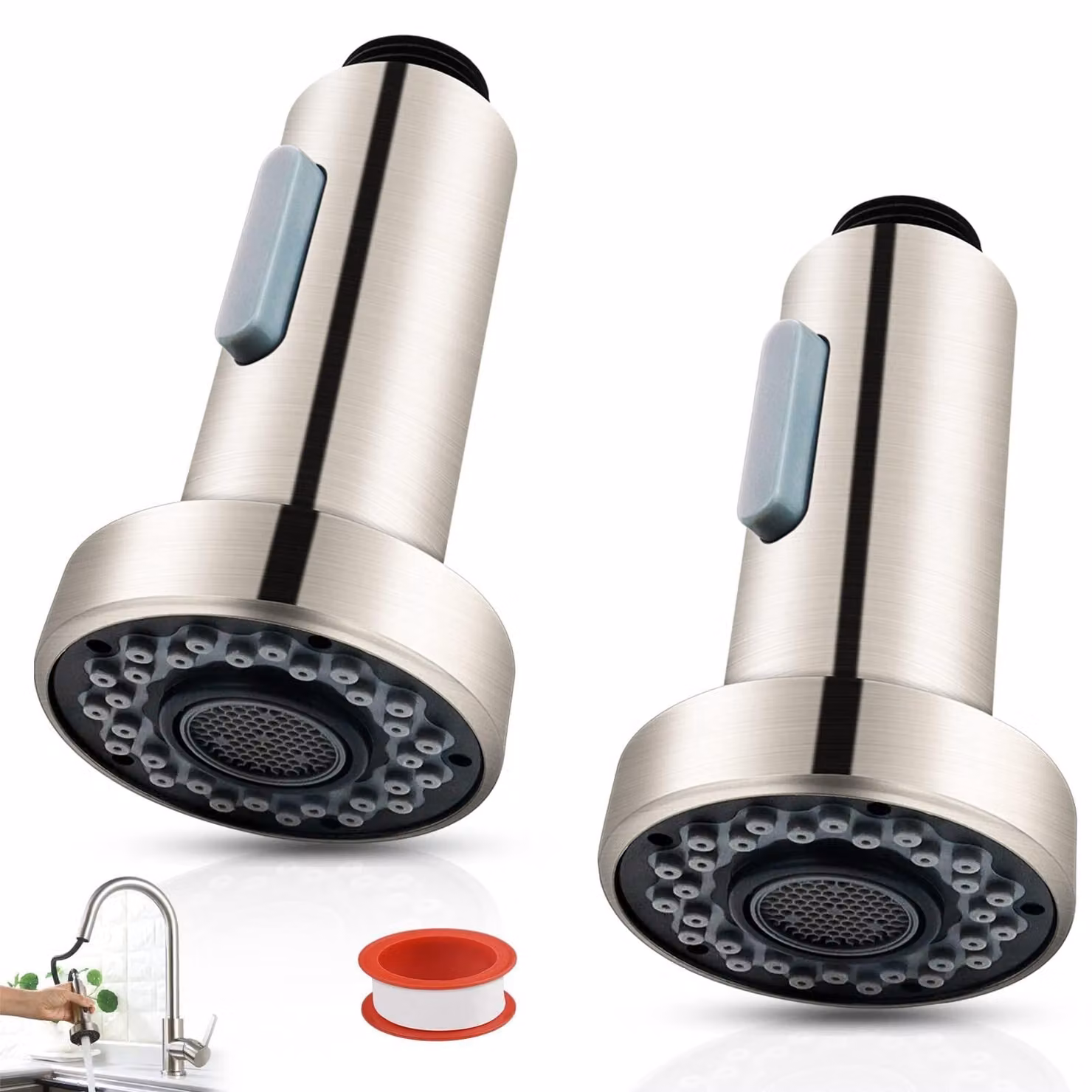 Set di due soffioni doccia con 2 getti e nastro impermeabile