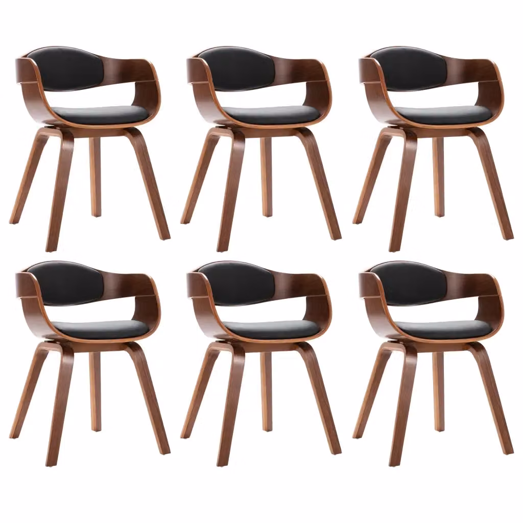 Set di 6 sedie da pranzo vidaXL in legno e similpelle, design moderno per cucina e sala da pranzo, disponibili in nero o marrone – 2