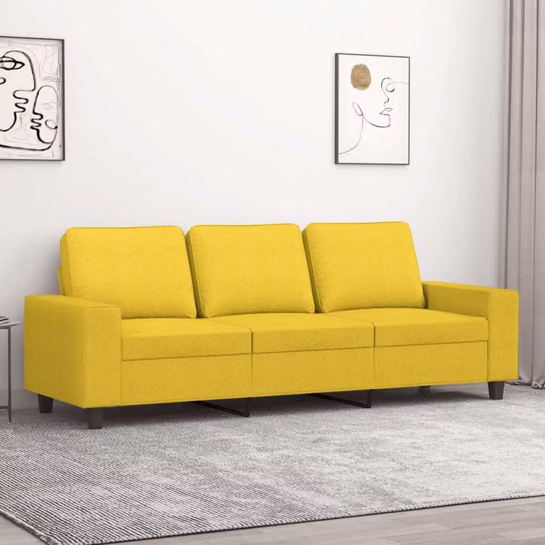 Maison Exclusive - Divano a tre posti giallo chiaro 180 cm in tessuto