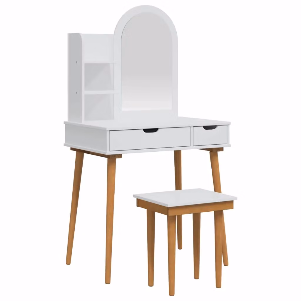 Set Tavolo da Trucco FAUSKE vidaXL Bianco 4 pz L/P/H: 76 x 50 x 143 cm – 2