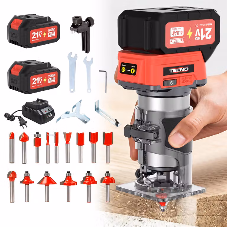 Avvitatore a batteria da 20 V, fresatrice portatile compatta, 2 batterie da 4,0 Ah, motore brushless, 35.000 giri/min