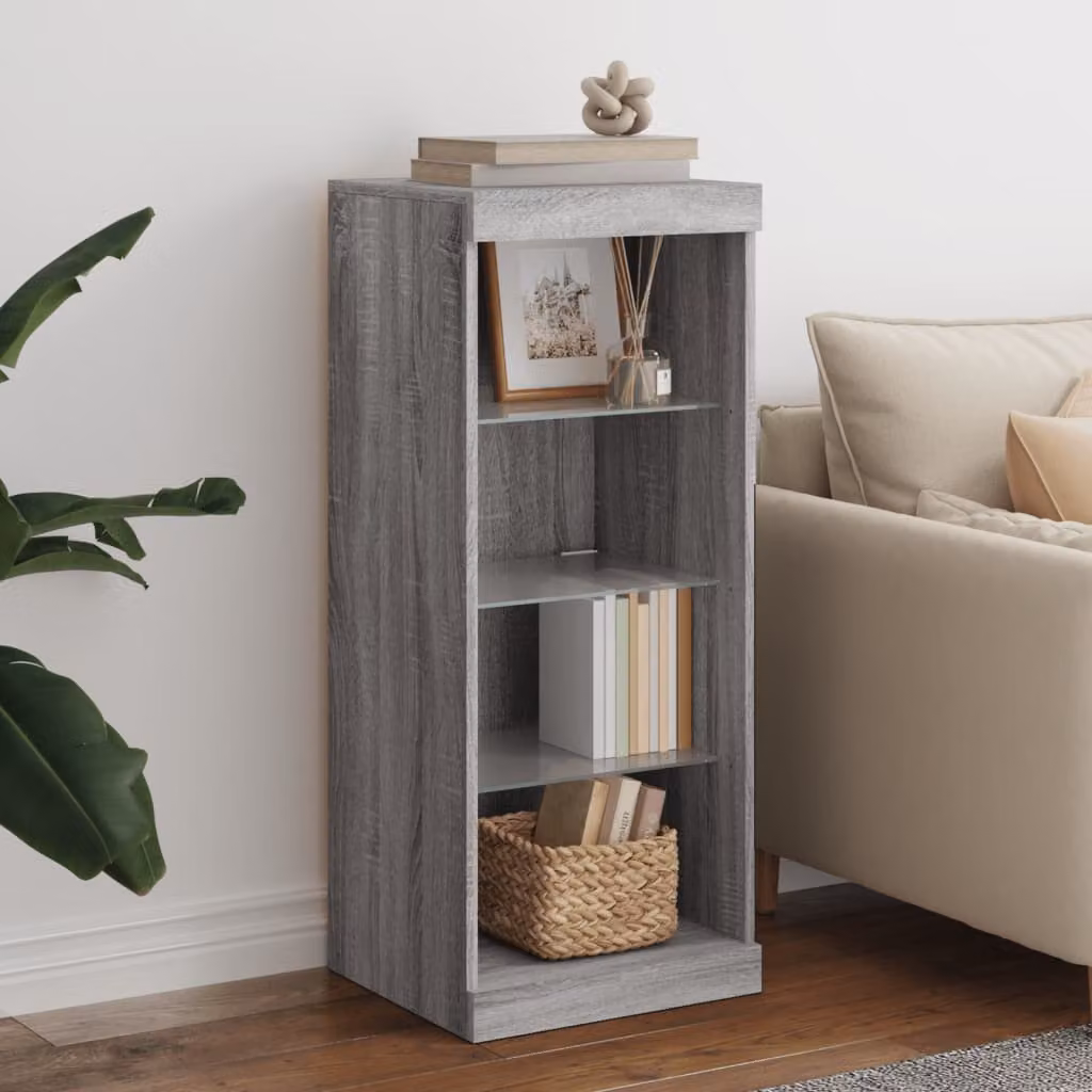 Credenza moderna vidaXL con luci LED in legno Grigio Sonoma L: 41 cm, P: 37 cm, H: 100 cm