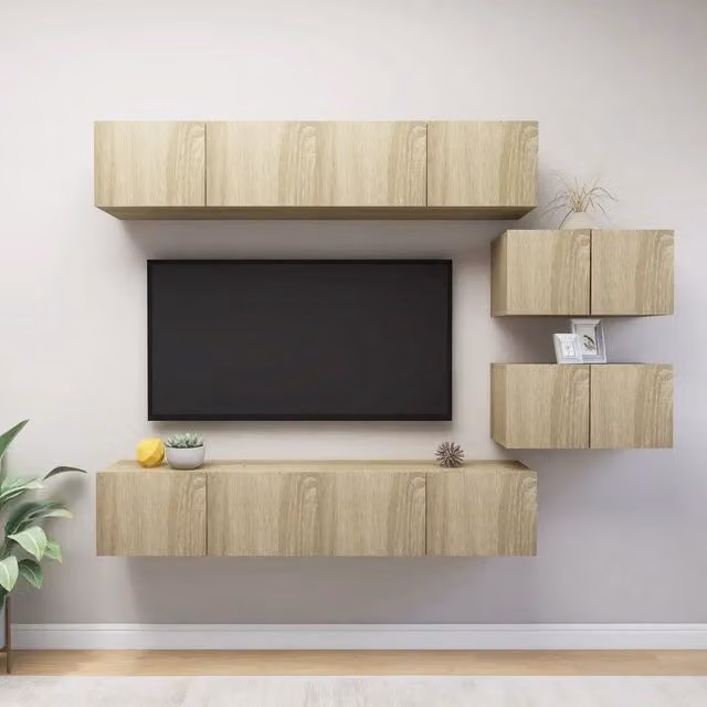 Set di Mobili Porta TV 6 pz-Set di 6 Credenza per TV Rovere Sonoma in Legno Multistrato 756545