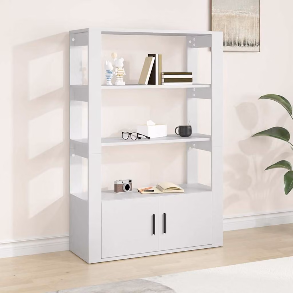 Credenza bianca vidaXL in legno e MDF con ante a battente e ripiani interni, sospesa, L: 80 cm, P: 30 cm, H: 119,5 cm
