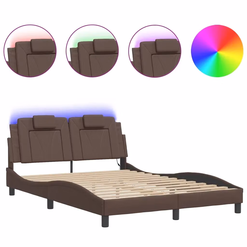 vidaXL Giroletto Viana con LED e porta USB, Marrone, L/P: 120 x 200 cm – 2