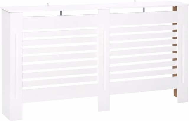 Copritermosifoni a doghe con ripiano portaoggetti HOMCOM in legno, Bianco, L 172 cm x P 19 cm x H 81 cm – 1