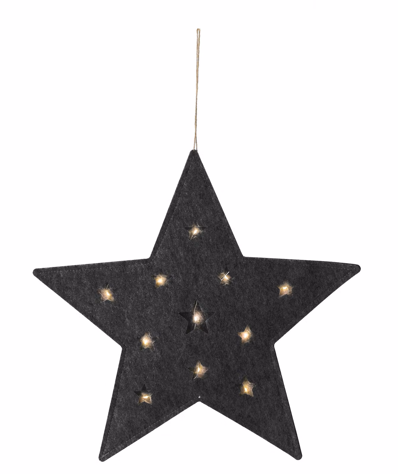 Stella in feltro con 12 LED - circa 45 cm - funzionamento a batteria con timer