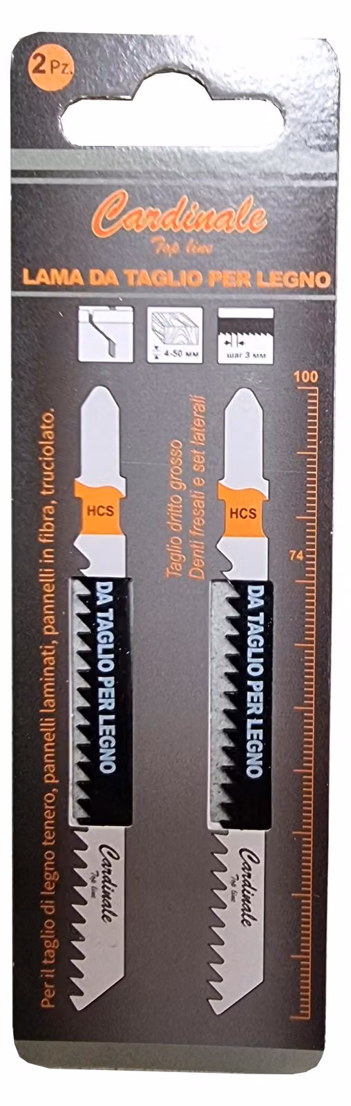 LAMA PER LEGNO DI RICAMBIO PER SEGHETTO ALTERNATIVO CARDINALE 100 mm - Confezione 2 pezzi