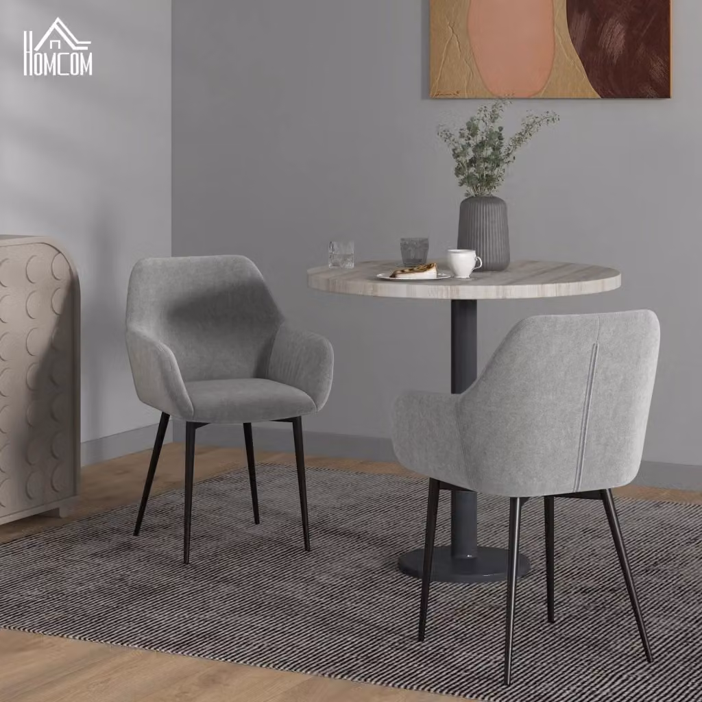 Set di 2 sedie imbottite in stile scandinavo GIORDANOSHOP con rivestimento in velluto grigio, L: 54 cm, P: 57 cm, H: 80 cm – 2