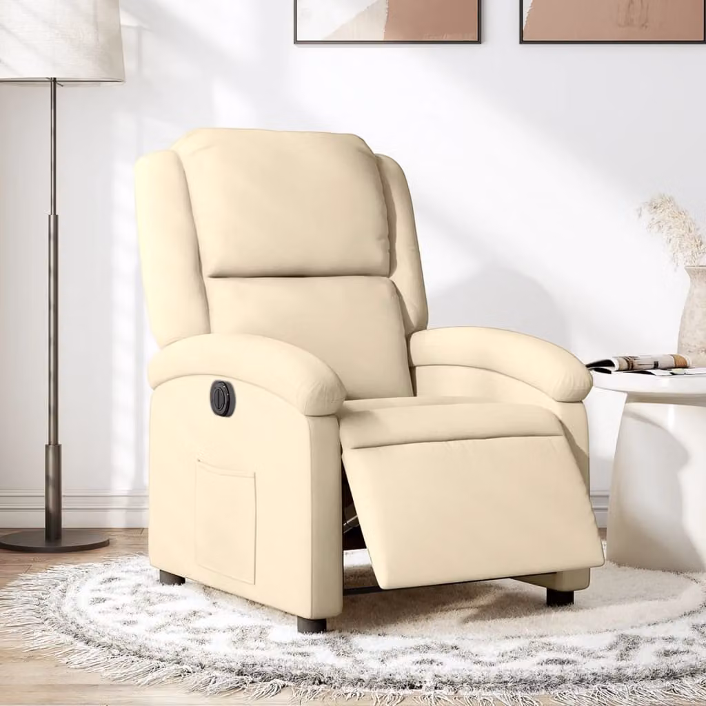 vidaXL Poltrona Elettrica Reclinabile in Tessuto Beige con Braccioli
