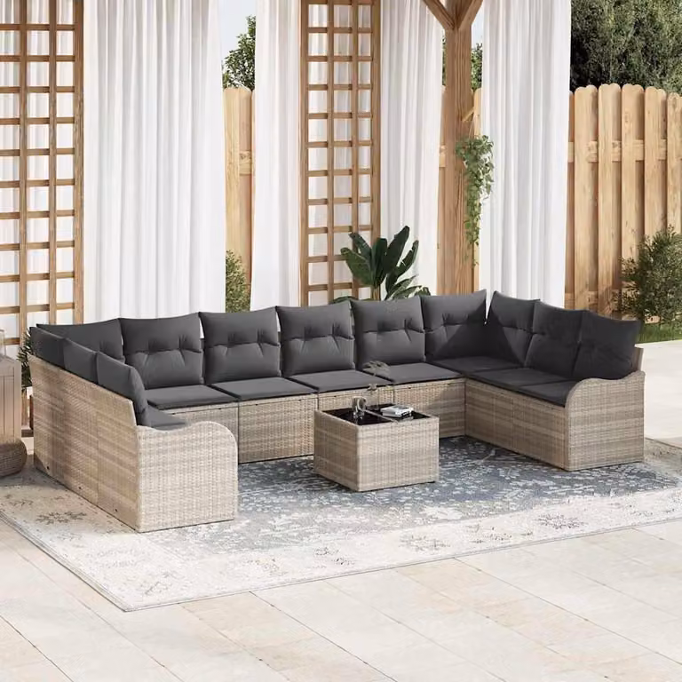 Maison Exclusive - Set Divano da Giardino Grigio chiaro polyrattan
