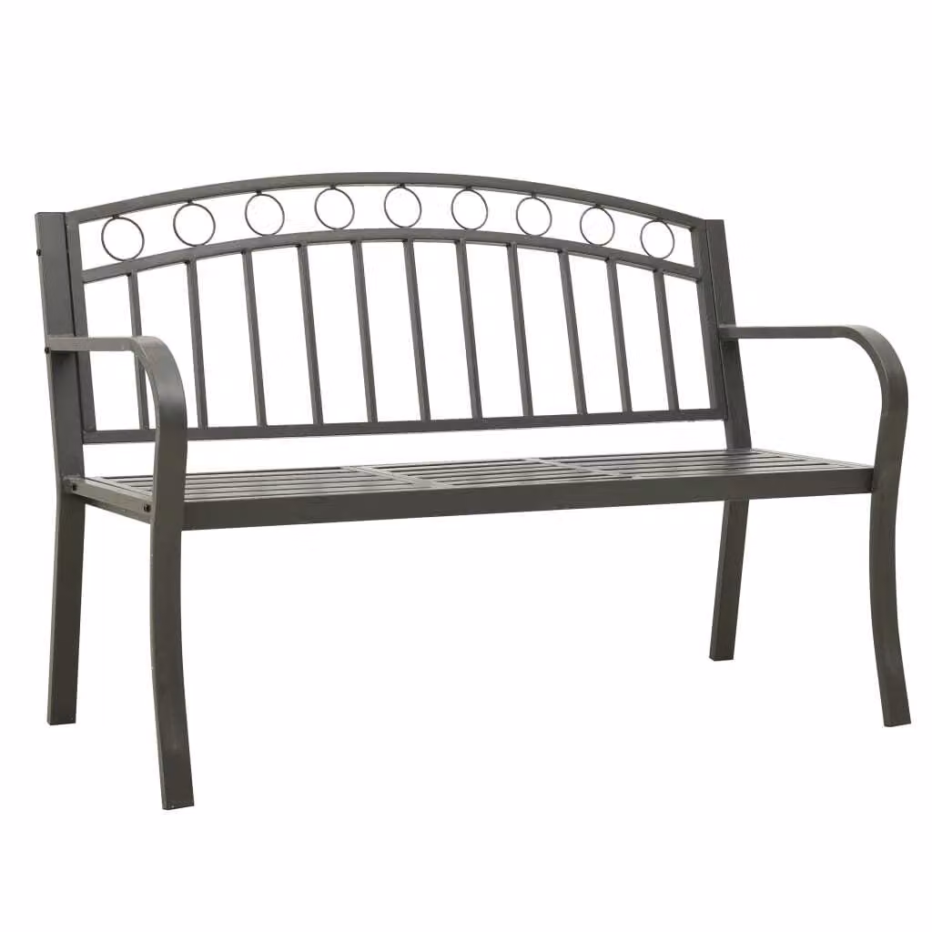 Panca da Giardino con Tavolino Grigio 120 cm Acciaio
