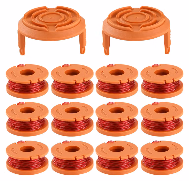 12 bobine per filo di taglio per tosaerba, filo di diametro 1,65 mm, incluse 2 protezioni per bobina