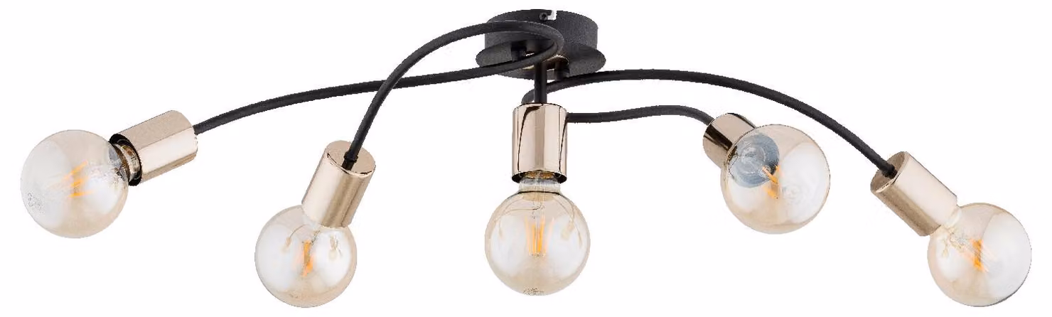 Lampada da soffitto GERSO nero-oro 5xE27x15W in metallo, dimensioni: 17x27x74 cm, IP20, Alfa