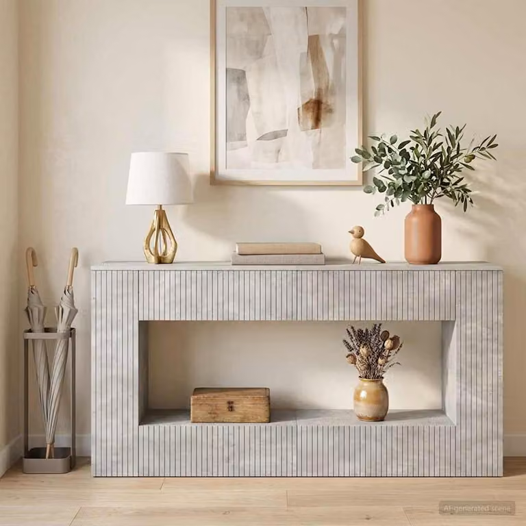 vidaXL Tavolo consolle moderno in MDF Grigio L: 155 cm, P: 29 cm, H: 74 cm