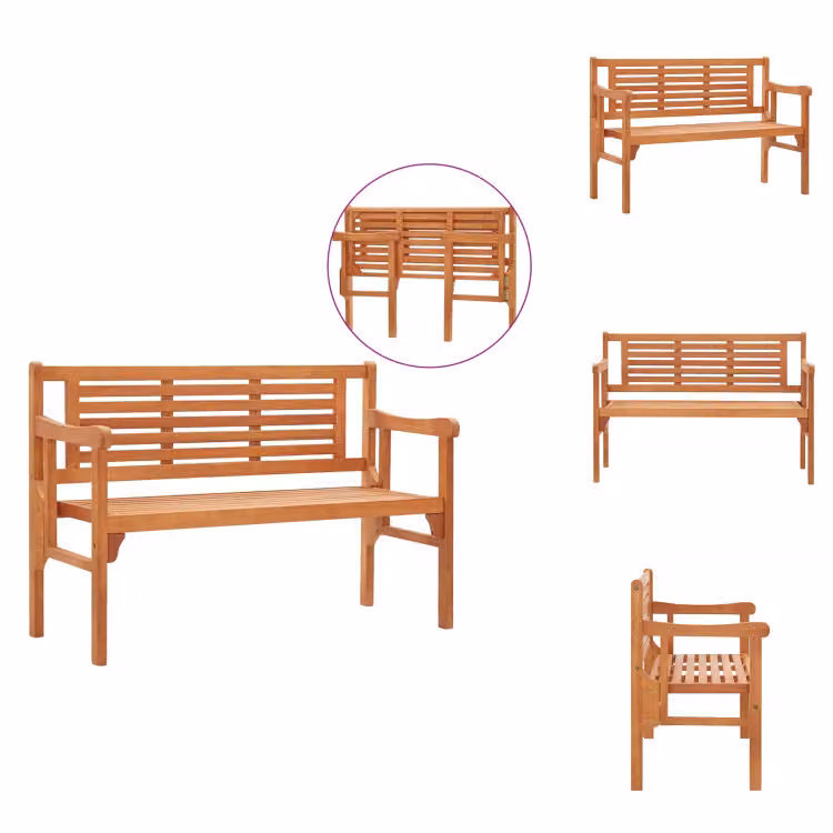 vidaXL Panchina da giardino pieghevole 120 cm in legno massello di eucalipto -  Panchine da giardino