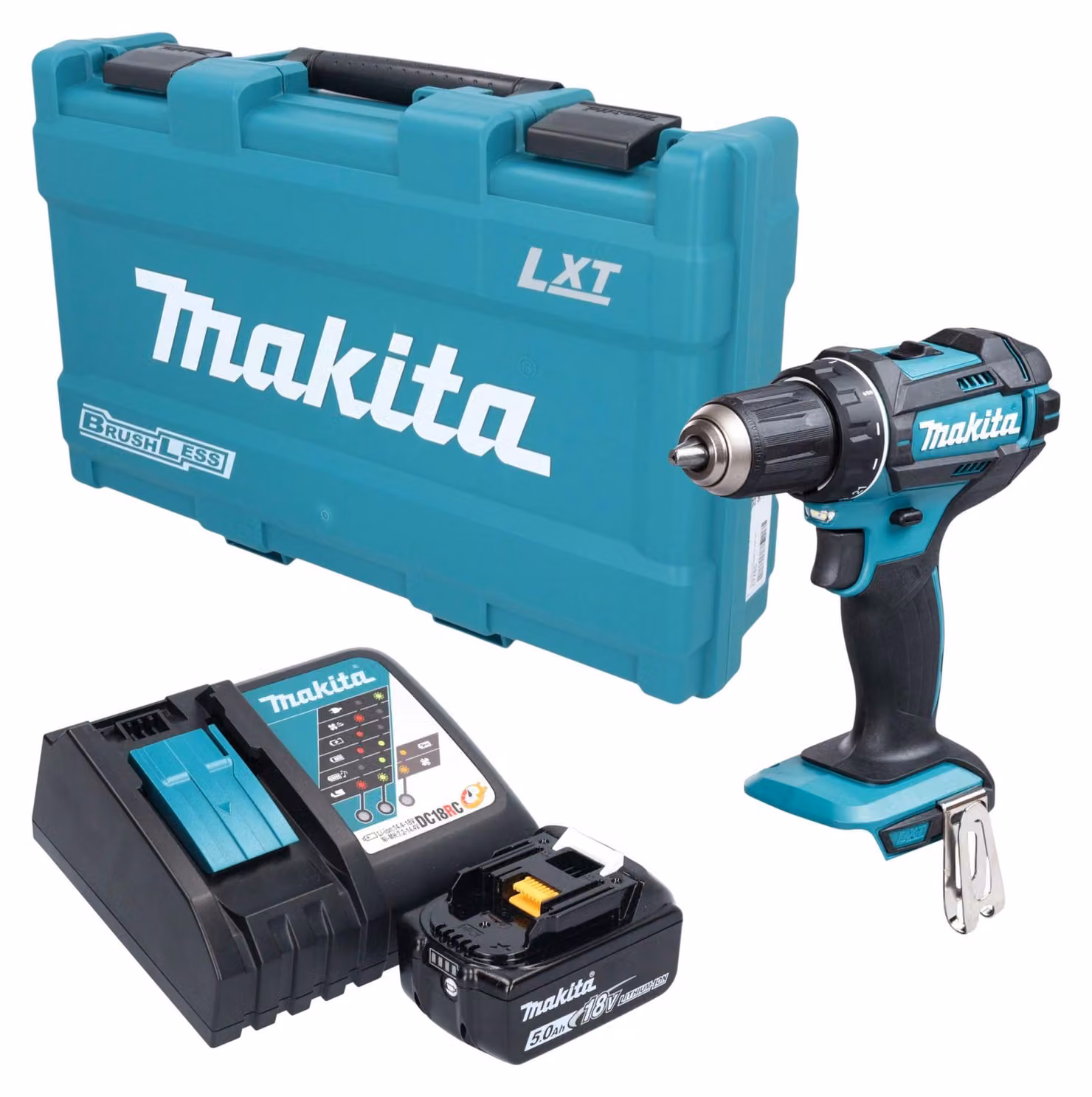 Trapano avvitatore a batteria Makita DDF 482 RT1K 18 V 62 Nm + 1 batteria da 5,0 Ah + caricabatterie + valigetta