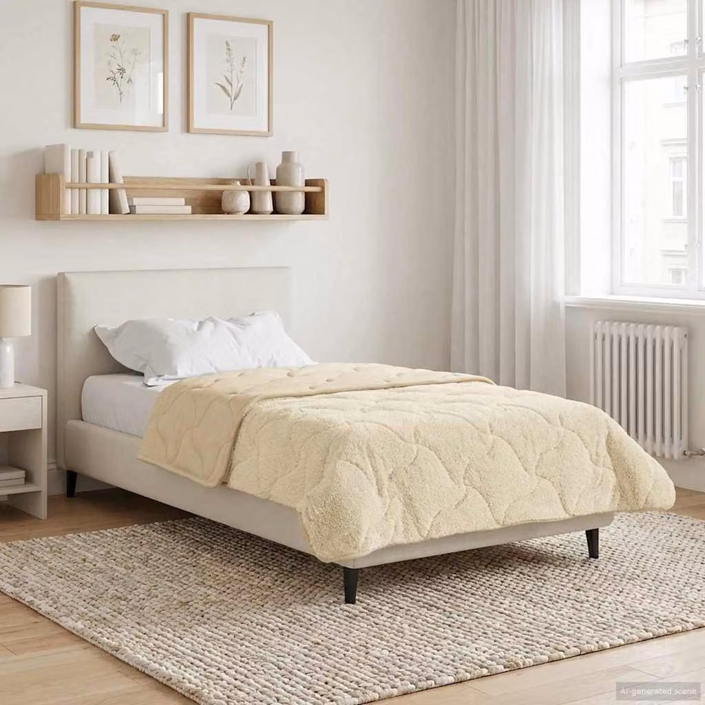 Piumino estivo vidaXL in microfibra traspirante e reversibile, beige, L 135 cm x P 220 cm