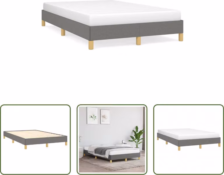 The Living Store Struttura letto grigio scuro 120x190 cm in tessuto