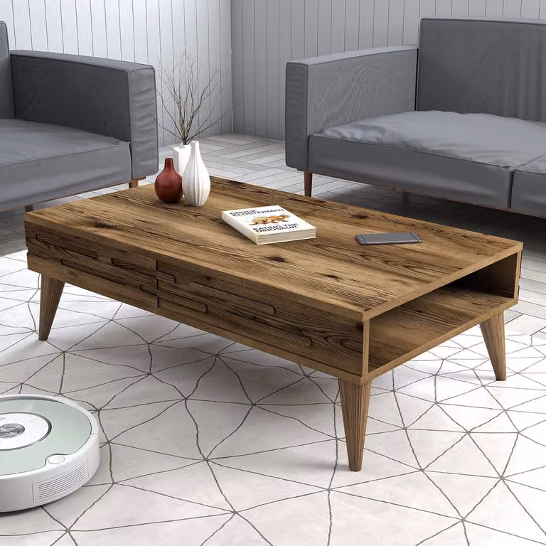 Skye Decor, Valensiya - Walnut, tavolino, noce, 100% pannelli truciolari rivestiti in melamina, 105 x 34,6 x 60 cm