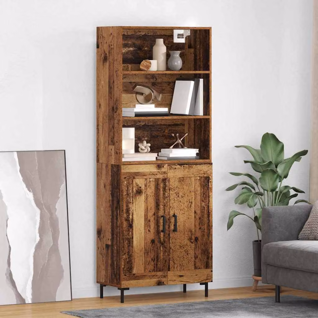 Credenza moderna vidaXL in legno effetto antico marrone con ante a battente L/P/H: 69,5 x 34 x 180 cm